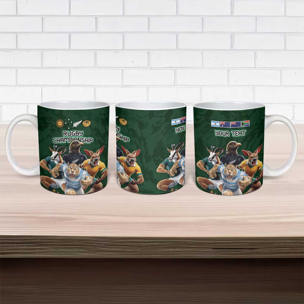 Custom Rugby Southern Hemisphere Ceramic Mug Argentina AUNZ South Africa Mascot Green - Aussie Hoodie