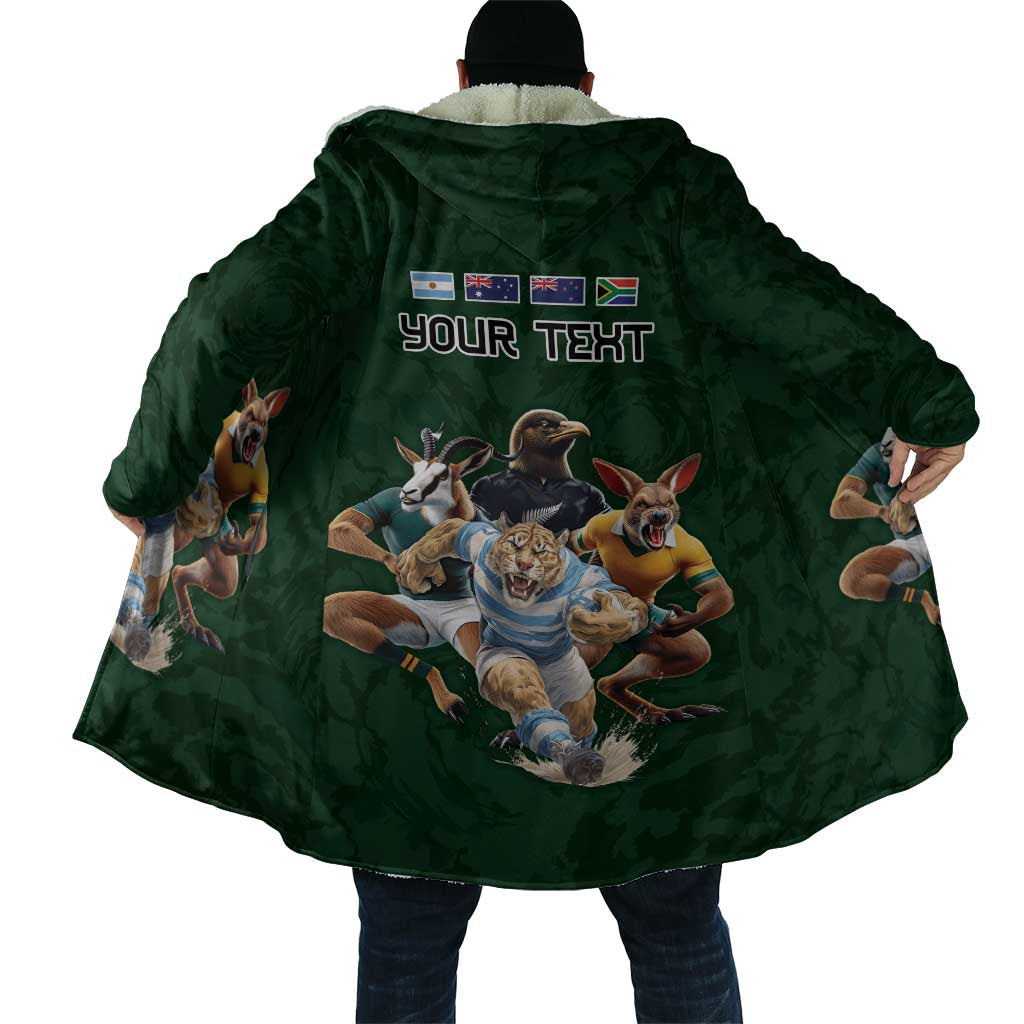 Custom Rugby Southern Hemisphere Cloak Argentina AUNZ South Africa Mascot Green - Aussie Hoodie