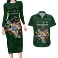 Custom Rugby Southern Hemisphere Couples Matching Long Sleeve Bodycon Dress and Hawaiian Shirt Argentina AUNZ South Africa Mascot Green - Aussie Hoodie