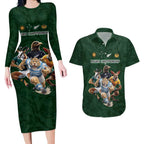 Custom Rugby Southern Hemisphere Couples Matching Long Sleeve Bodycon Dress and Hawaiian Shirt Argentina AUNZ South Africa Mascot Green - Aussie Hoodie