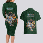 Custom Rugby Southern Hemisphere Couples Matching Long Sleeve Bodycon Dress and Hawaiian Shirt Argentina AUNZ South Africa Mascot Green - Aussie Hoodie