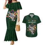 Custom Rugby Southern Hemisphere Couples Matching Mermaid Dress and Hawaiian Shirt Argentina AUNZ South Africa Mascot Green - Aussie Hoodie