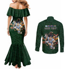 Custom Rugby Southern Hemisphere Couples Matching Mermaid Dress and Long Sleeve Button Shirt Argentina AUNZ South Africa Mascot Green - Aussie Hoodie