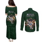 Custom Rugby Southern Hemisphere Couples Matching Puletasi and Long Sleeve Button Shirt Argentina AUNZ South Africa Mascot Green - Aussie Hoodie