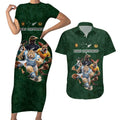 Custom Rugby Southern Hemisphere Couples Matching Short Sleeve Bodycon Dress and Hawaiian Shirt Argentina AUNZ South Africa Mascot Green - Aussie Hoodie