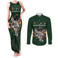 Custom Rugby Southern Hemisphere Couples Matching Tank Maxi Dress and Long Sleeve Button Shirt Argentina AUNZ South Africa Mascot Green - Aussie Hoodie