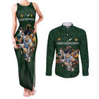 Custom Rugby Southern Hemisphere Couples Matching Tank Maxi Dress and Long Sleeve Button Shirt Argentina AUNZ South Africa Mascot Green - Aussie Hoodie
