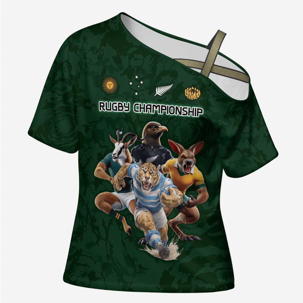 Custom Rugby Southern Hemisphere Cross Shoulder Shirt Argentina AUNZ South Africa Mascot Green - Aussie Hoodie