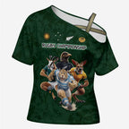 Custom Rugby Southern Hemisphere Cross Shoulder Shirt Argentina AUNZ South Africa Mascot Green - Aussie Hoodie
