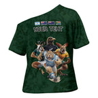 Custom Rugby Southern Hemisphere Cross Shoulder Shirt Argentina AUNZ South Africa Mascot Green - Aussie Hoodie