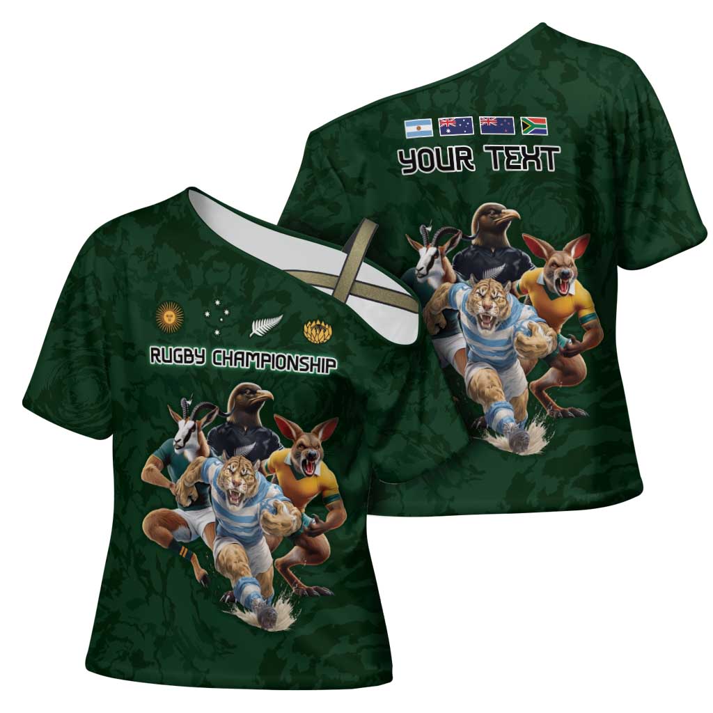 Custom Rugby Southern Hemisphere Cross Shoulder Shirt Argentina AUNZ South Africa Mascot Green - Aussie Hoodie