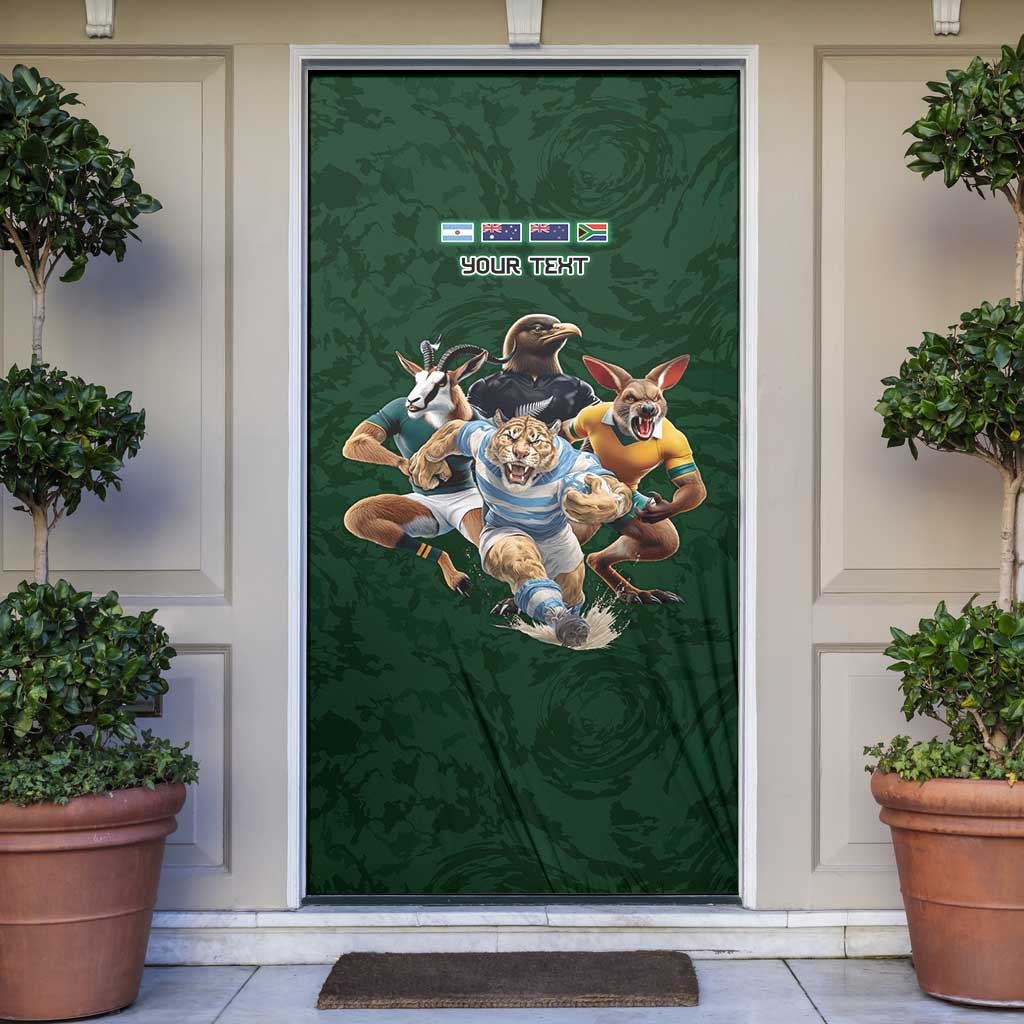 Custom Rugby Southern Hemisphere Door Cover Argentina AUNZ South Africa Mascot Green - Aussie Hoodie
