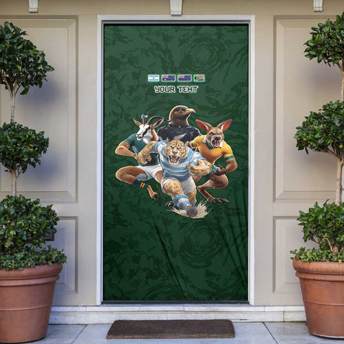Custom Rugby Southern Hemisphere Door Cover Argentina AUNZ South Africa Mascot Green - Aussie Hoodie