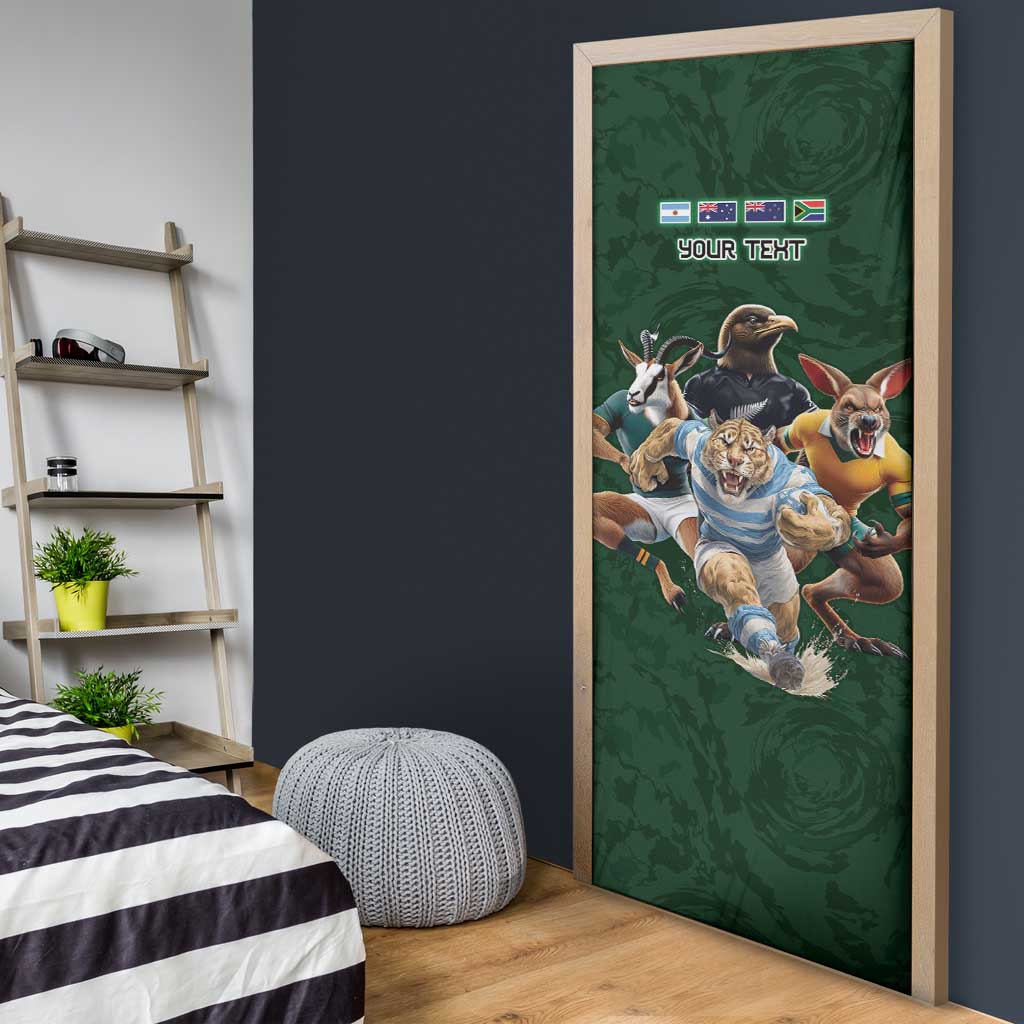 Custom Rugby Southern Hemisphere Door Cover Argentina AUNZ South Africa Mascot Green - Aussie Hoodie