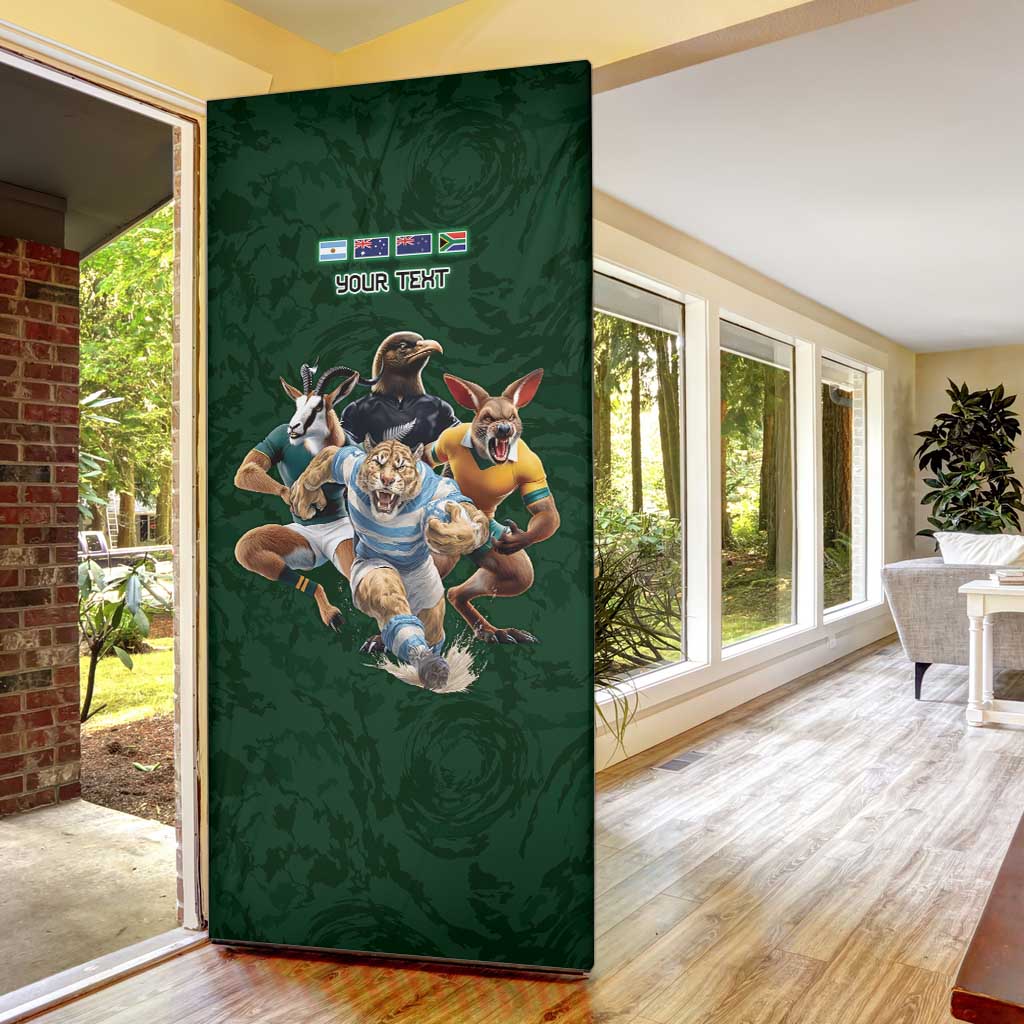 Custom Rugby Southern Hemisphere Door Cover Argentina AUNZ South Africa Mascot Green - Aussie Hoodie