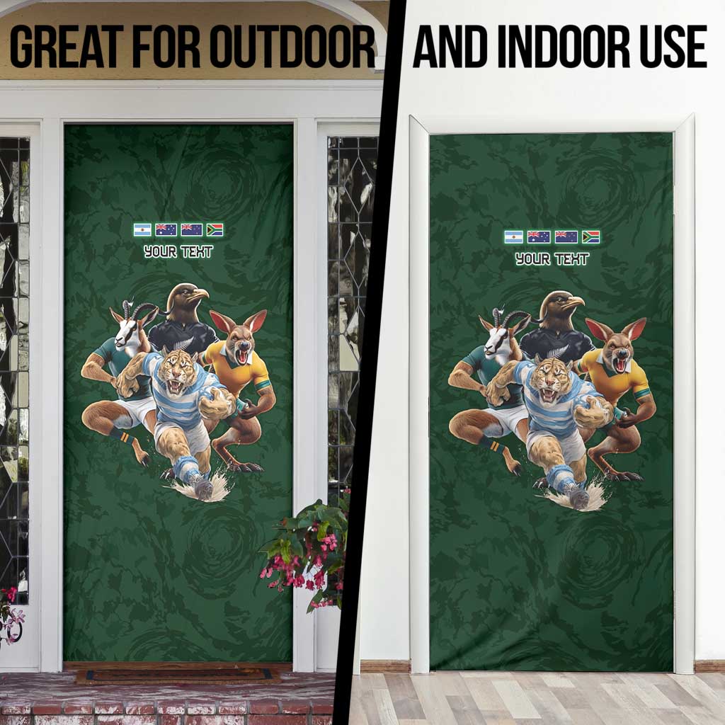 Custom Rugby Southern Hemisphere Door Cover Argentina AUNZ South Africa Mascot Green - Aussie Hoodie