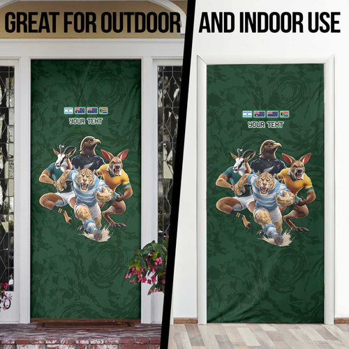Custom Rugby Southern Hemisphere Door Cover Argentina AUNZ South Africa Mascot Green - Aussie Hoodie