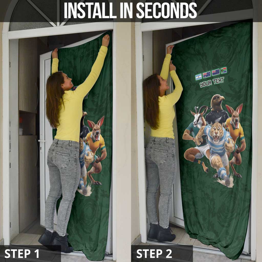 Custom Rugby Southern Hemisphere Door Cover Argentina AUNZ South Africa Mascot Green - Aussie Hoodie