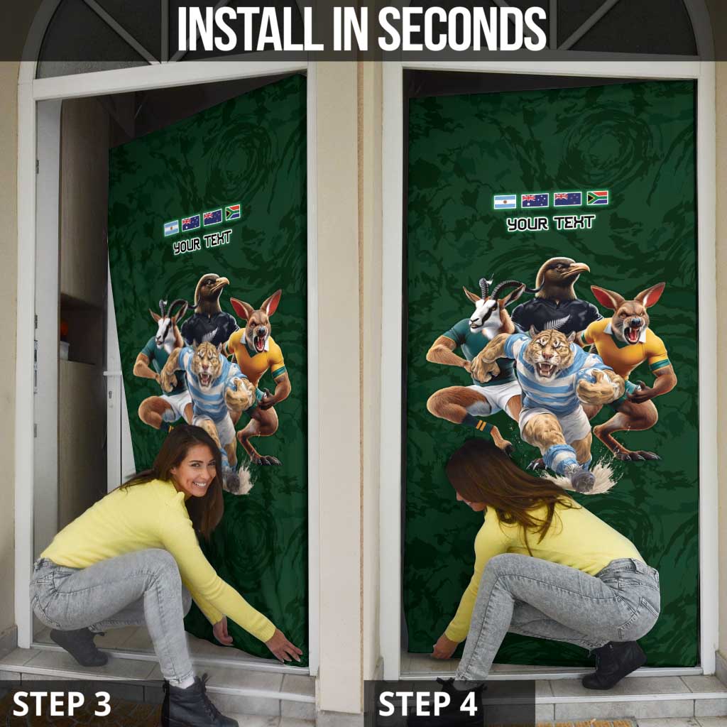 Custom Rugby Southern Hemisphere Door Cover Argentina AUNZ South Africa Mascot Green - Aussie Hoodie