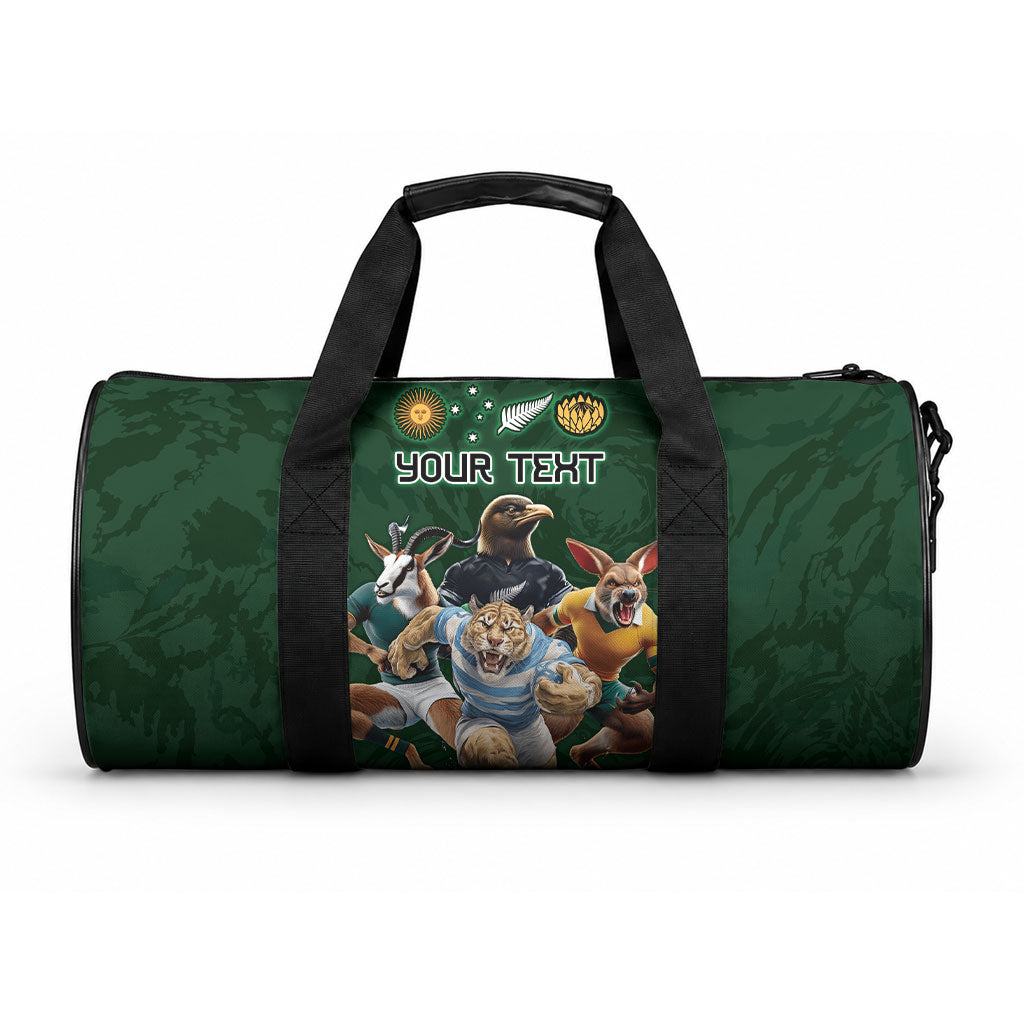 Custom Rugby Southern Hemisphere Duffle Bag Argentina AUNZ South Africa Mascot Green