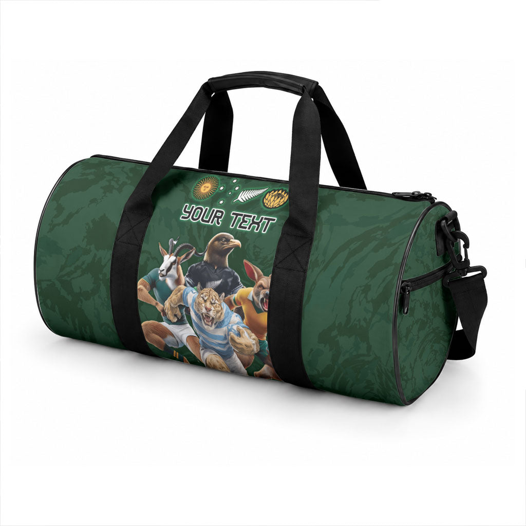 Custom Rugby Southern Hemisphere Duffle Bag Argentina AUNZ South Africa Mascot Green