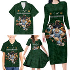 Custom Rugby Southern Hemisphere Family Matching Long Sleeve Bodycon Dress and Hawaiian Shirt Argentina AUNZ South Africa Mascot Green - Aussie Hoodie