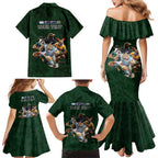 Custom Rugby Southern Hemisphere Family Matching Mermaid Dress and Hawaiian Shirt Argentina AUNZ South Africa Mascot Green - Aussie Hoodie