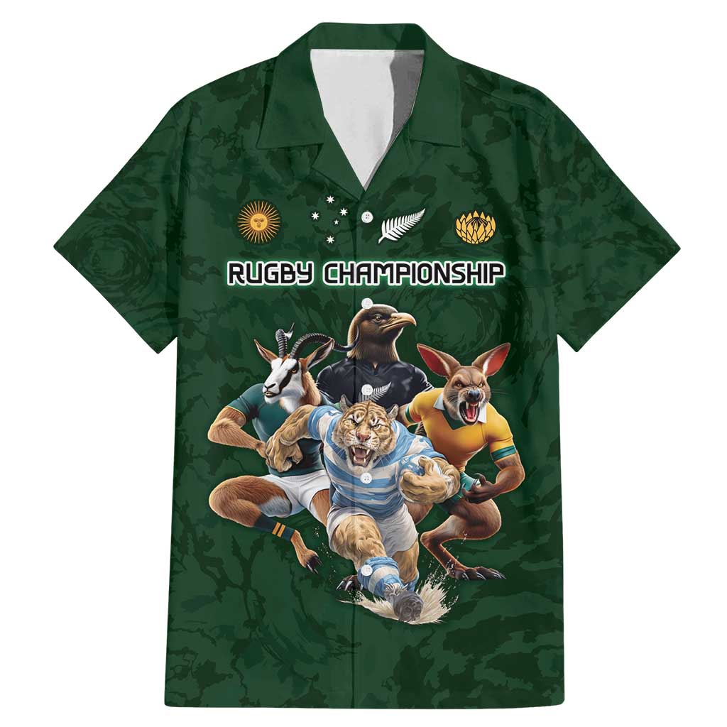 Custom Rugby Southern Hemisphere Family Matching Mermaid Dress and Hawaiian Shirt Argentina AUNZ South Africa Mascot Green - Aussie Hoodie