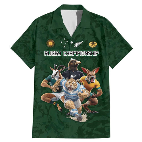 Custom Rugby Southern Hemisphere Family Matching Mermaid Dress and Hawaiian Shirt Argentina AUNZ South Africa Mascot Green - Aussie Hoodie