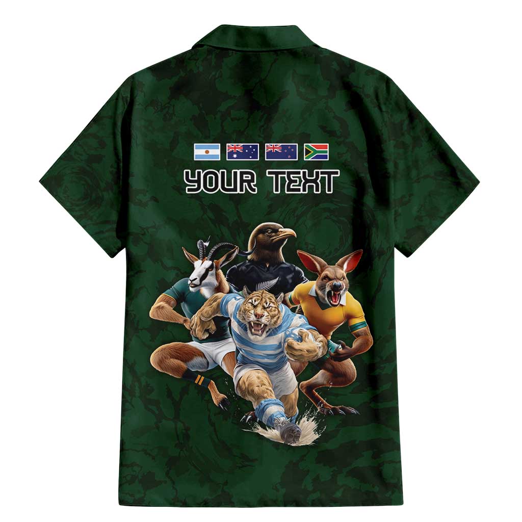 Custom Rugby Southern Hemisphere Family Matching Mermaid Dress and Hawaiian Shirt Argentina AUNZ South Africa Mascot Green - Aussie Hoodie