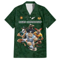 Custom Rugby Southern Hemisphere Family Matching Off The Shoulder Long Sleeve Dress and Hawaiian Shirt Argentina AUNZ South Africa Mascot Green - Aussie Hoodie