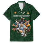 Custom Rugby Southern Hemisphere Family Matching Off The Shoulder Long Sleeve Dress and Hawaiian Shirt Argentina AUNZ South Africa Mascot Green - Aussie Hoodie