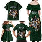 Custom Rugby Southern Hemisphere Family Matching Off Shoulder Maxi Dress and Hawaiian Shirt Argentina AUNZ South Africa Mascot Green - Aussie Hoodie