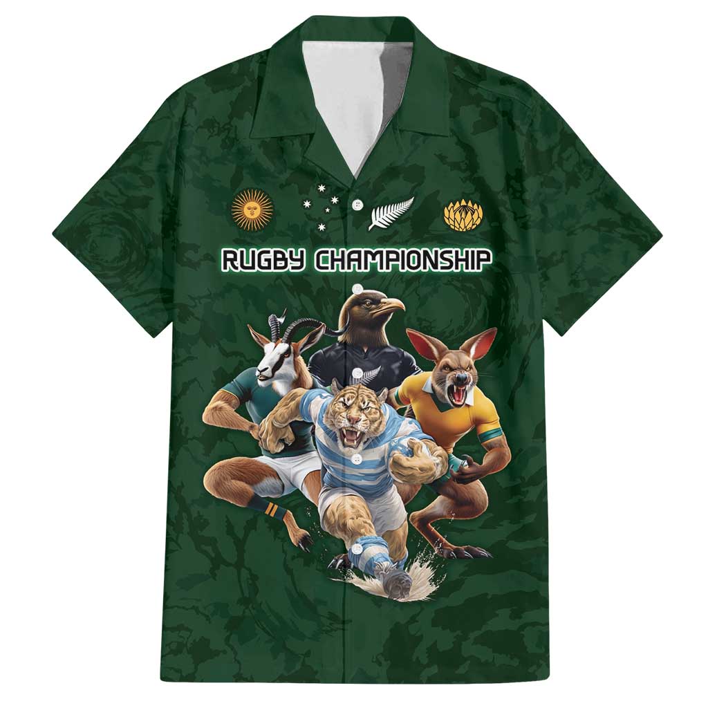 Custom Rugby Southern Hemisphere Family Matching Off Shoulder Maxi Dress and Hawaiian Shirt Argentina AUNZ South Africa Mascot Green - Aussie Hoodie