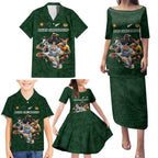 Custom Rugby Southern Hemisphere Family Matching Puletasi and Hawaiian Shirt Argentina AUNZ South Africa Mascot Green - Aussie Hoodie