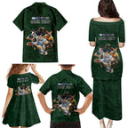 Custom Rugby Southern Hemisphere Family Matching Puletasi and Hawaiian Shirt Argentina AUNZ South Africa Mascot Green - Aussie Hoodie