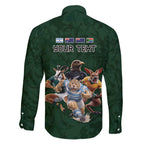 Custom Rugby Southern Hemisphere Family Matching Short Sleeve Bodycon Dress and Hawaiian Shirt Argentina AUNZ South Africa Mascot Green - Aussie Hoodie