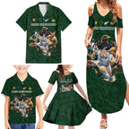 Custom Rugby Southern Hemisphere Family Matching Summer Maxi Dress and Hawaiian Shirt Argentina AUNZ South Africa Mascot Green - Aussie Hoodie