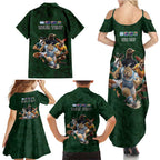 Custom Rugby Southern Hemisphere Family Matching Summer Maxi Dress and Hawaiian Shirt Argentina AUNZ South Africa Mascot Green - Aussie Hoodie