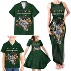 Custom Rugby Southern Hemisphere Family Matching Tank Maxi Dress and Hawaiian Shirt Argentina AUNZ South Africa Mascot Green - Aussie Hoodie