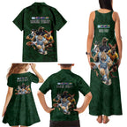 Custom Rugby Southern Hemisphere Family Matching Tank Maxi Dress and Hawaiian Shirt Argentina AUNZ South Africa Mascot Green - Aussie Hoodie