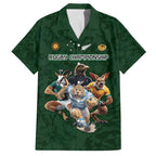 Custom Rugby Southern Hemisphere Family Matching Tank Maxi Dress and Hawaiian Shirt Argentina AUNZ South Africa Mascot Green - Aussie Hoodie