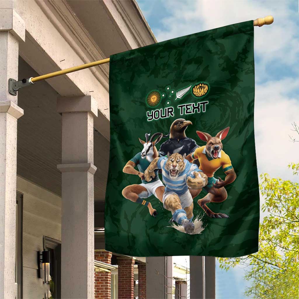 Custom Rugby Southern Hemisphere Garden Flag Argentina AUNZ South Africa Mascot Green - Aussie Hoodie