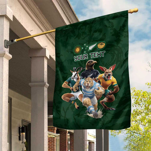 Custom Rugby Southern Hemisphere Garden Flag Argentina AUNZ South Africa Mascot Green - Aussie Hoodie