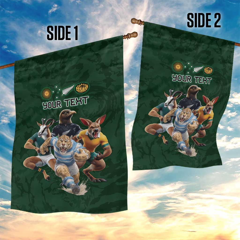 Custom Rugby Southern Hemisphere Garden Flag Argentina AUNZ South Africa Mascot Green - Aussie Hoodie