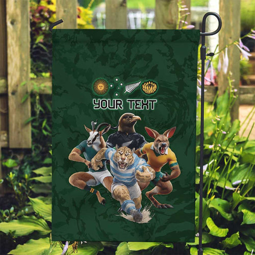 Custom Rugby Southern Hemisphere Garden Flag Argentina AUNZ South Africa Mascot Green - Aussie Hoodie
