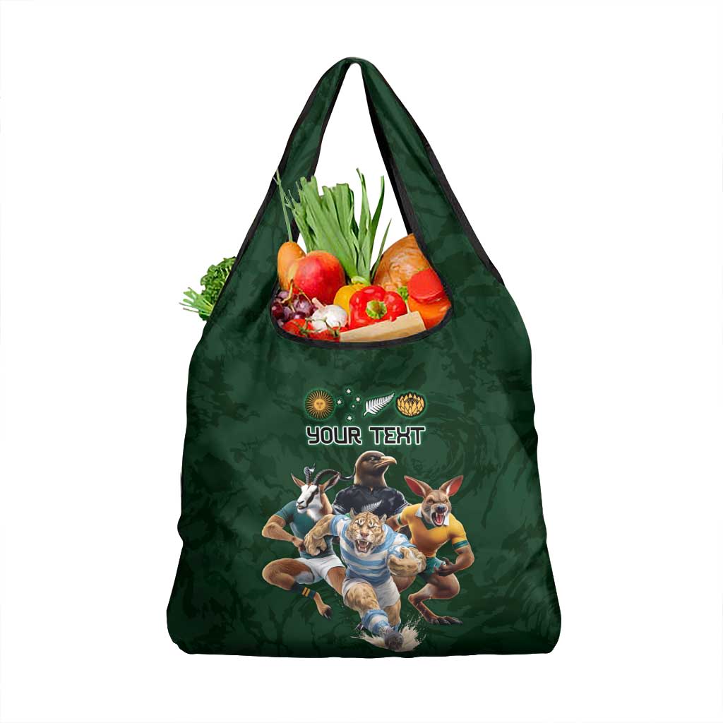 Custom Rugby Southern Hemisphere Grocery Bag Argentina AUNZ South Africa Mascot Green - Aussie Hoodie