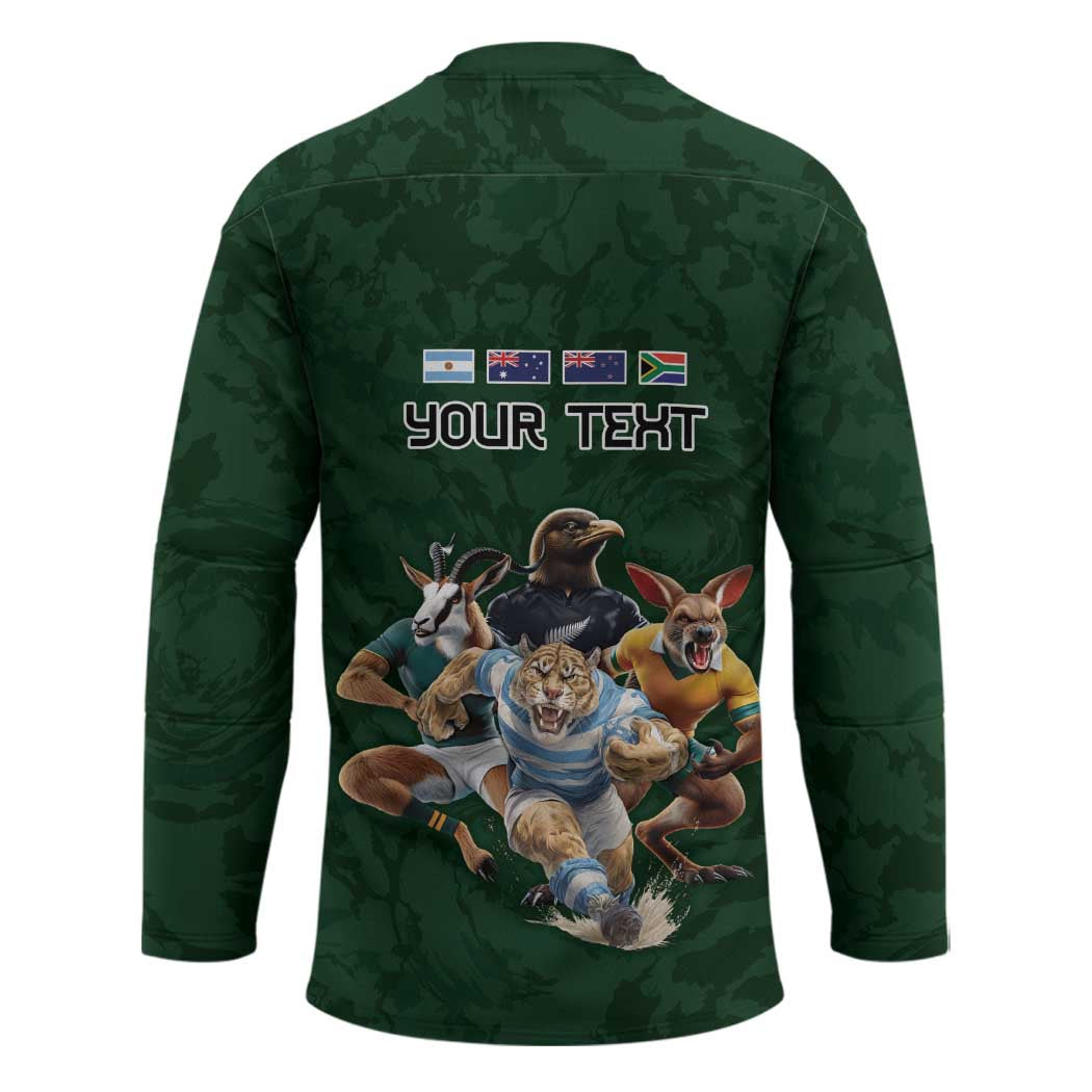 Custom Rugby Southern Hemisphere Hockey Jersey Argentina AUNZ South Africa Mascot Green - Aussie Hoodie
