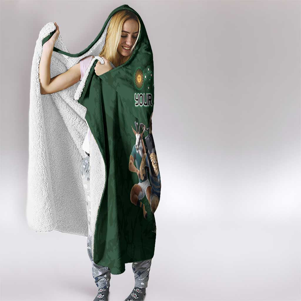 Custom Rugby Southern Hemisphere Hooded Blanket Argentina AUNZ South Africa Mascot Green - Aussie Hoodie