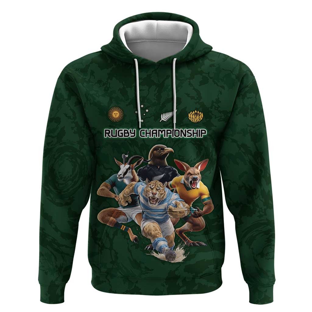 Custom Rugby Southern Hemisphere Hoodie Argentina AUNZ South Africa Mascot Green - Aussie Hoodie